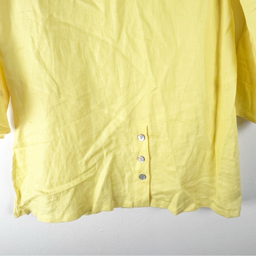 Multiples 100% Linen Yellow Button Front Pockets … - image 5
